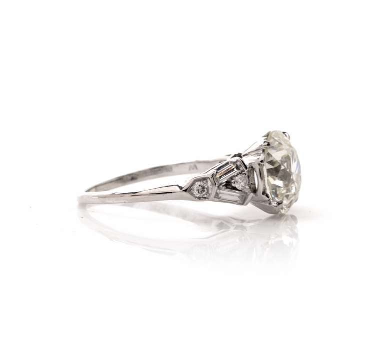 European Cut Diamond Platinum Engagement Ring 1