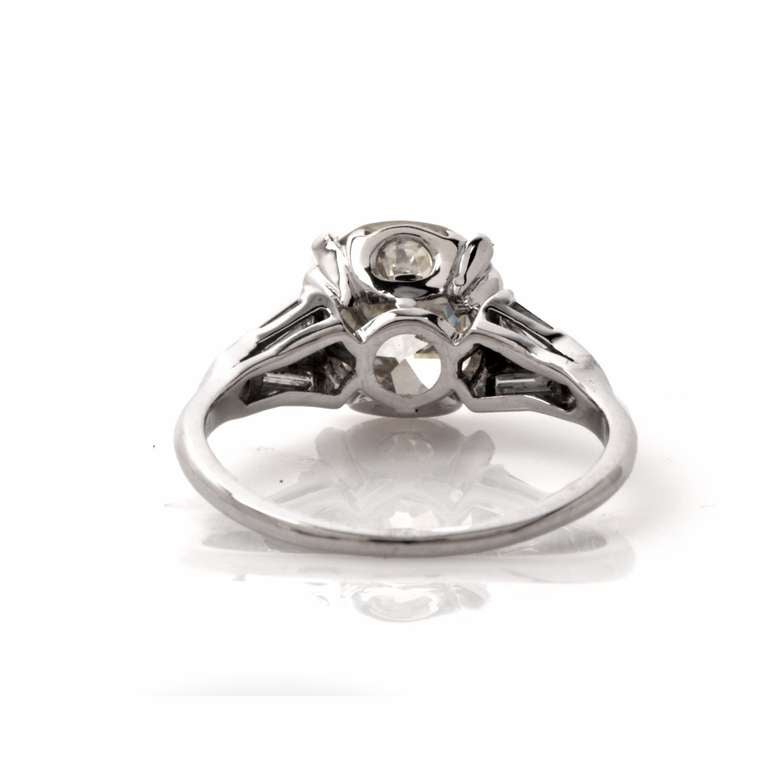 European Cut Diamond Platinum Engagement Ring 2