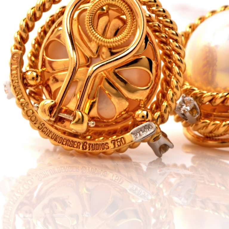 Tiffany & Co. Jean Schlumberger Pearl Diamond Gold Clip Earrings 1