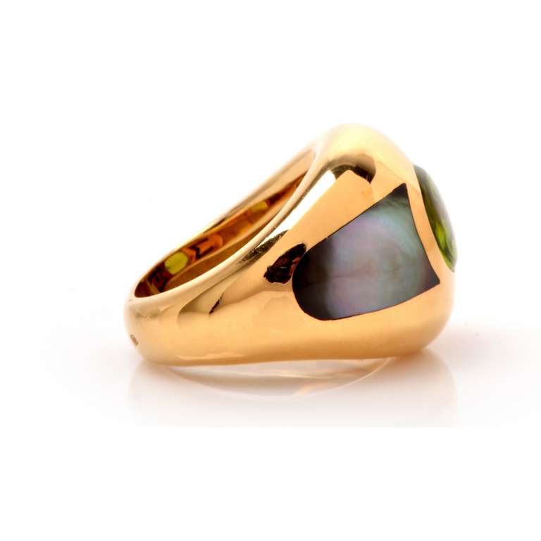 Women's Mauboussin Peridot Mother of Pearl Gold Ring