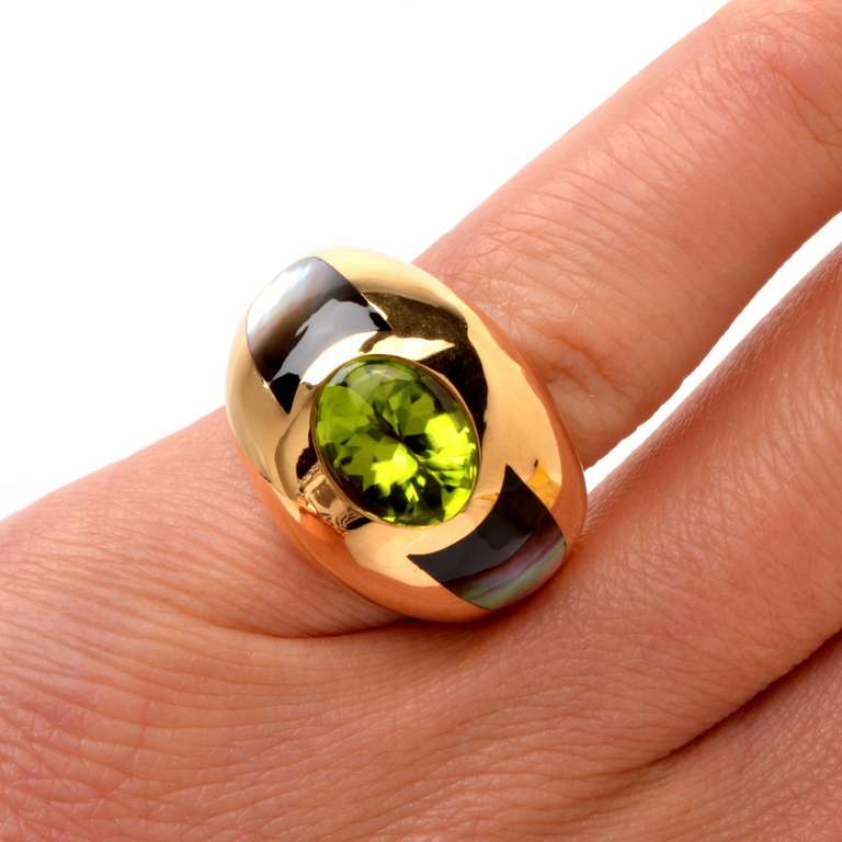 Mauboussin Peridot Mother of Pearl Gold Ring 3