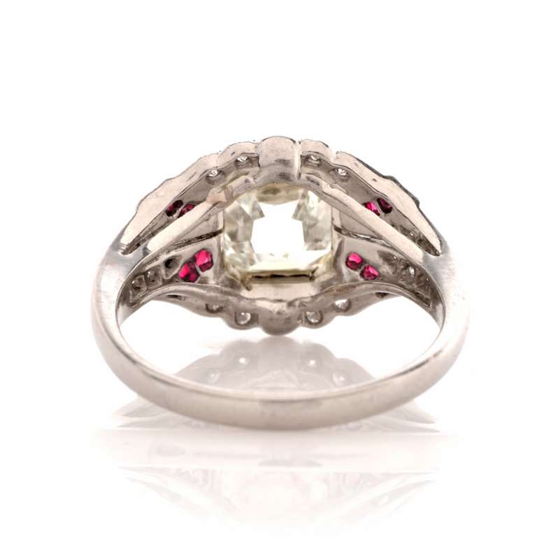 Cushion-cut Diamond & Ruby Platinum Engagement Ring 1