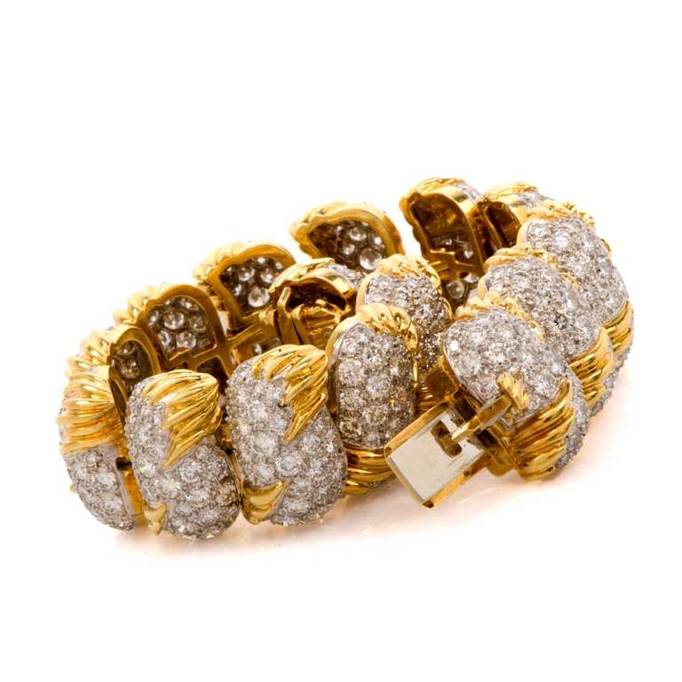 Women's Hammerman Brothers Pavé Diamond Platinum Gold Link Bracelet