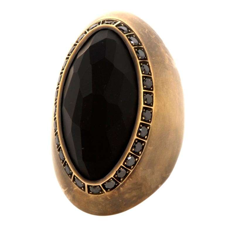 Preziosismi Obsidian Black Diamond Gold Ring