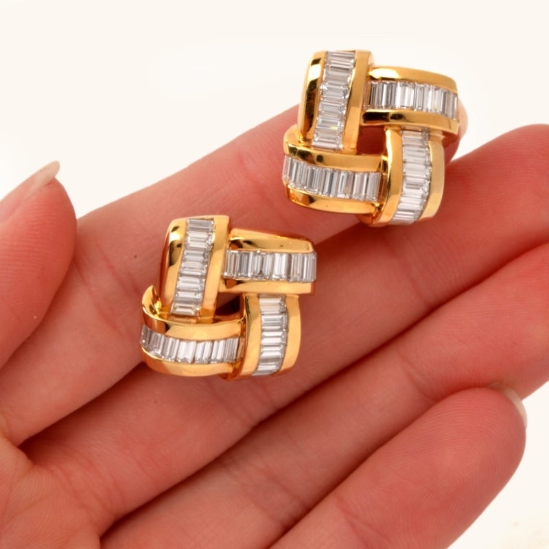 C. Krypell Diamond Gold Clip-Back Earrings 2