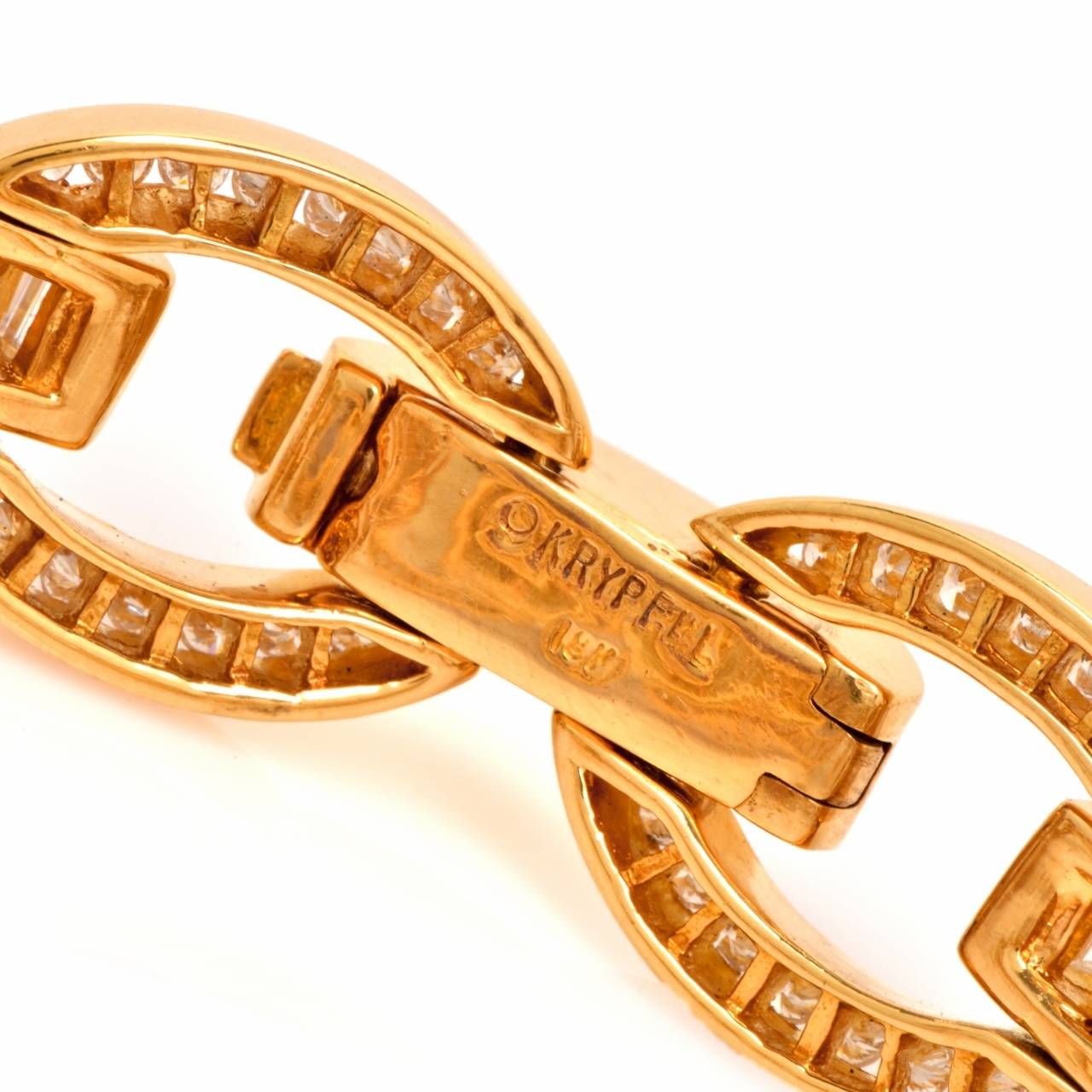 Magnificent Charles Krypell Baguette Diamond Gold Link Bracelet 3