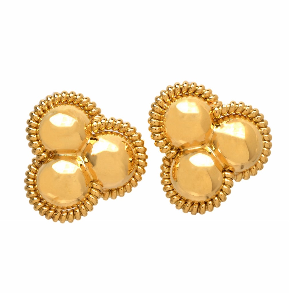 Italian Gold Clip Post Earrings at 1stdibs