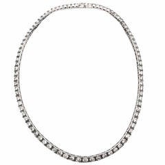 Vintage 13.20 Carat Diamond Platinum Riviere Line Necklace