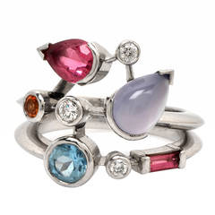 Vintage Cartier Meli Melo Multi Gemstone Platinum Ring