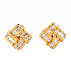 C. Krypell Diamond Gold Clip-Back Earrings