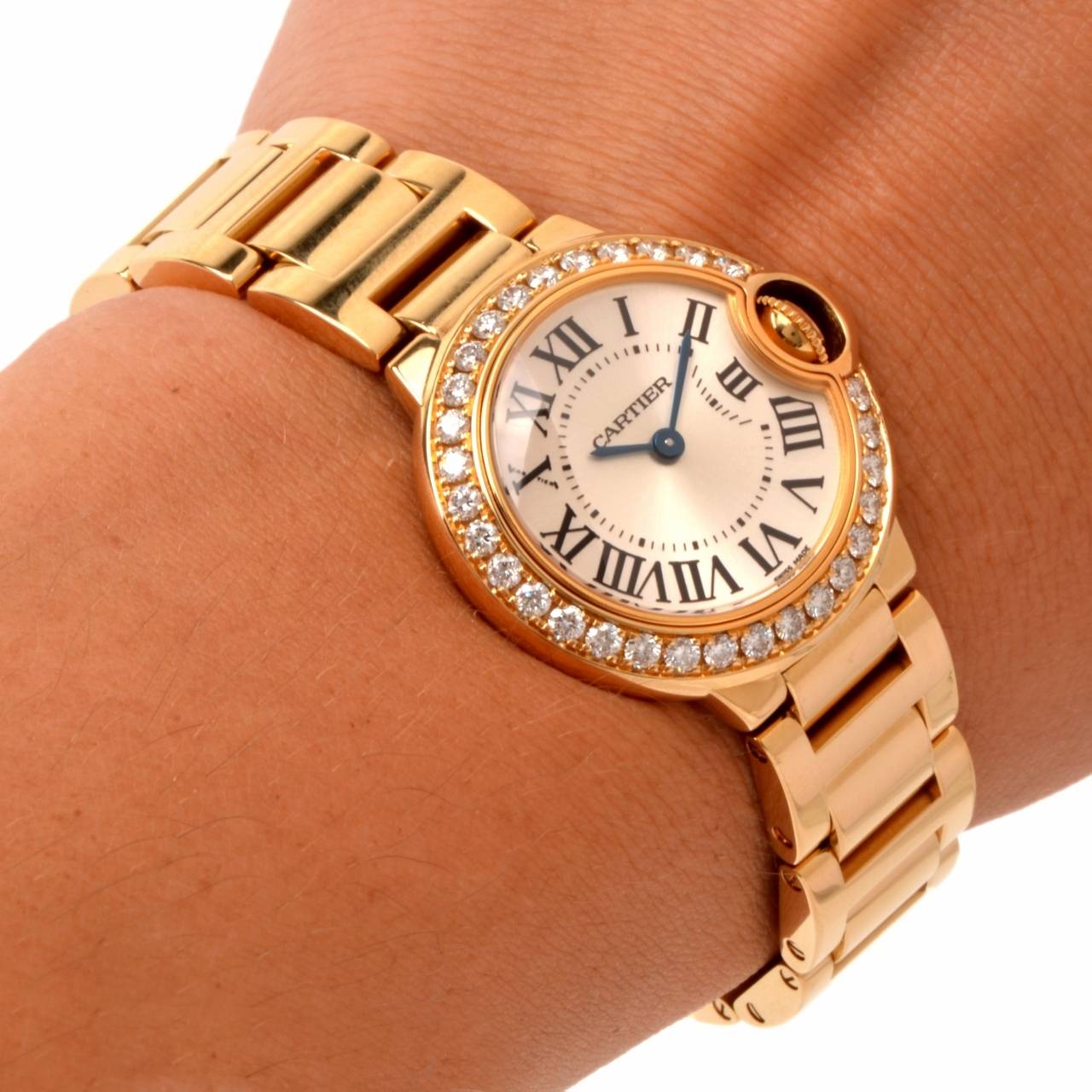 Women's Cartier Lady's Yellow Gold Diamond Ballon Bleu Quartz Wristwatch Ref WE9002Z3