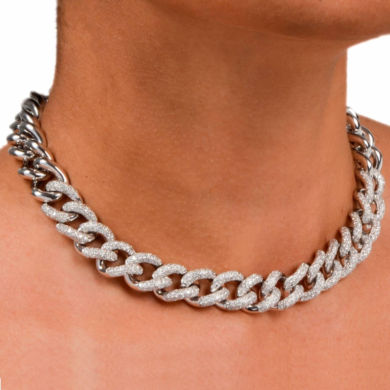 Heavy Diamond Gold Link Necklace 2