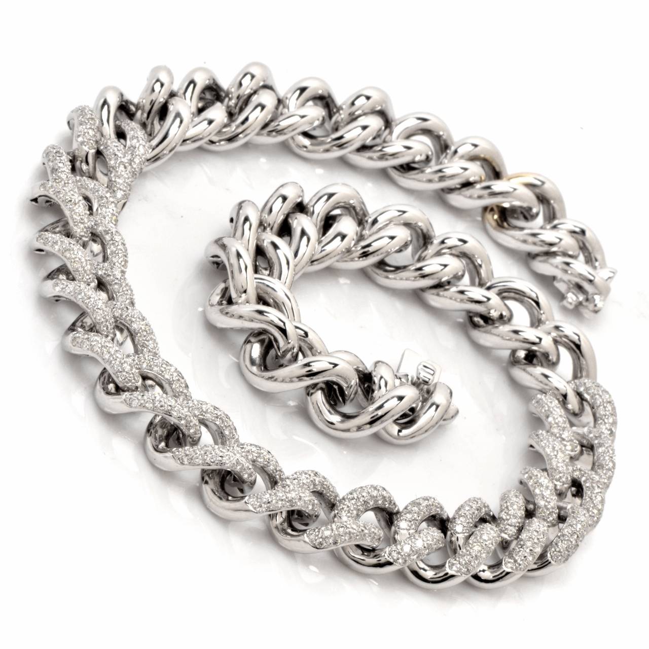 Women's Heavy Diamond Gold Link Necklace