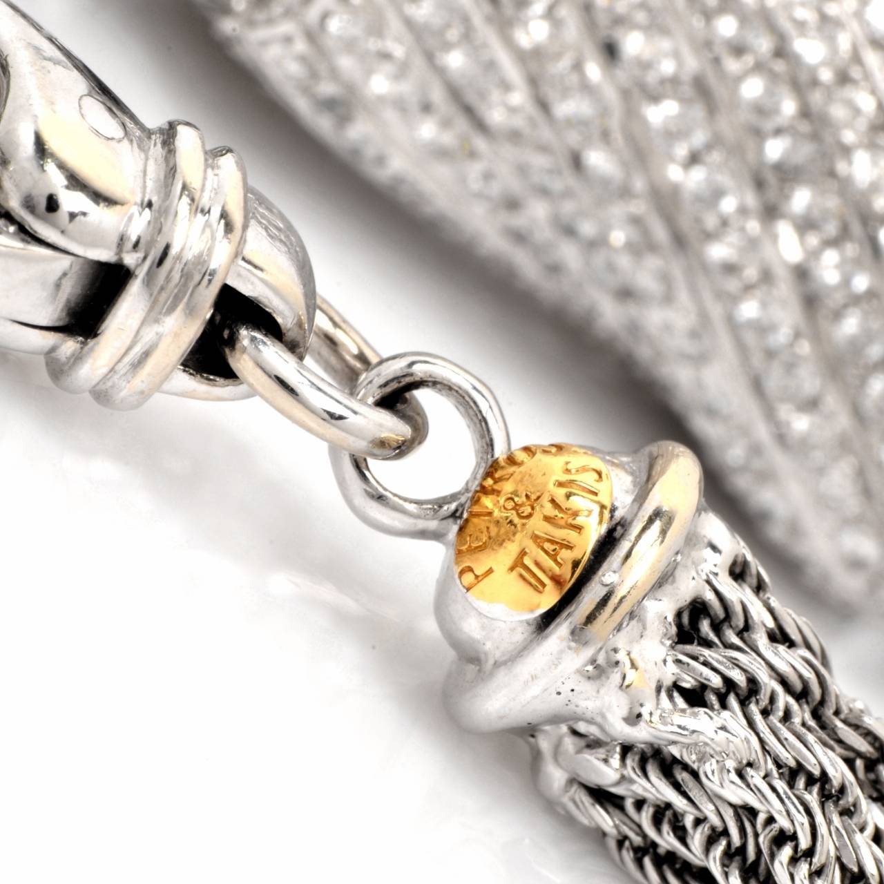 Petros & Takis Diamond Gold Woven Chain Bracelet In Excellent Condition In Miami, FL