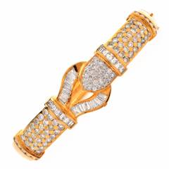 Vintage Diamond Gold Belt Design Bangle Bracelet