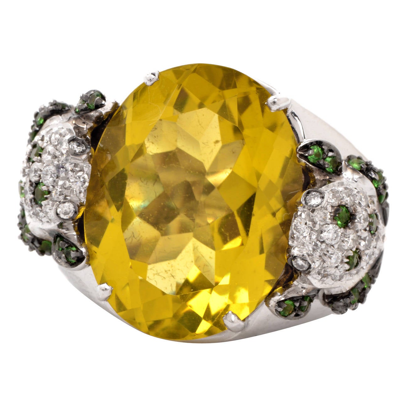 Valente Milano Topaz Tsavorite Diamond Gold Frog Ring