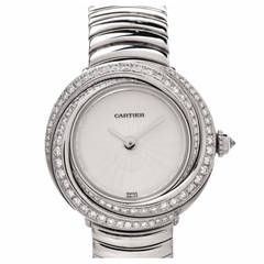Retro Cartier Lady's White Gold Diamond Trinity Quartz Wristwatch Ref 2444