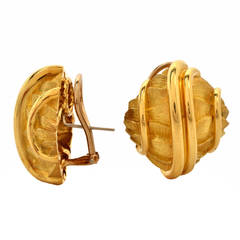 Henry Dunay Hammered Gold Clip-On Earrings