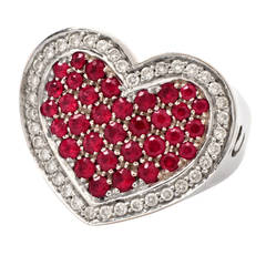 Ruby Diamond Gold Heart Motif Cocktail Ring Ruby Diamond Gold Heart Motif Cocktail Ring
