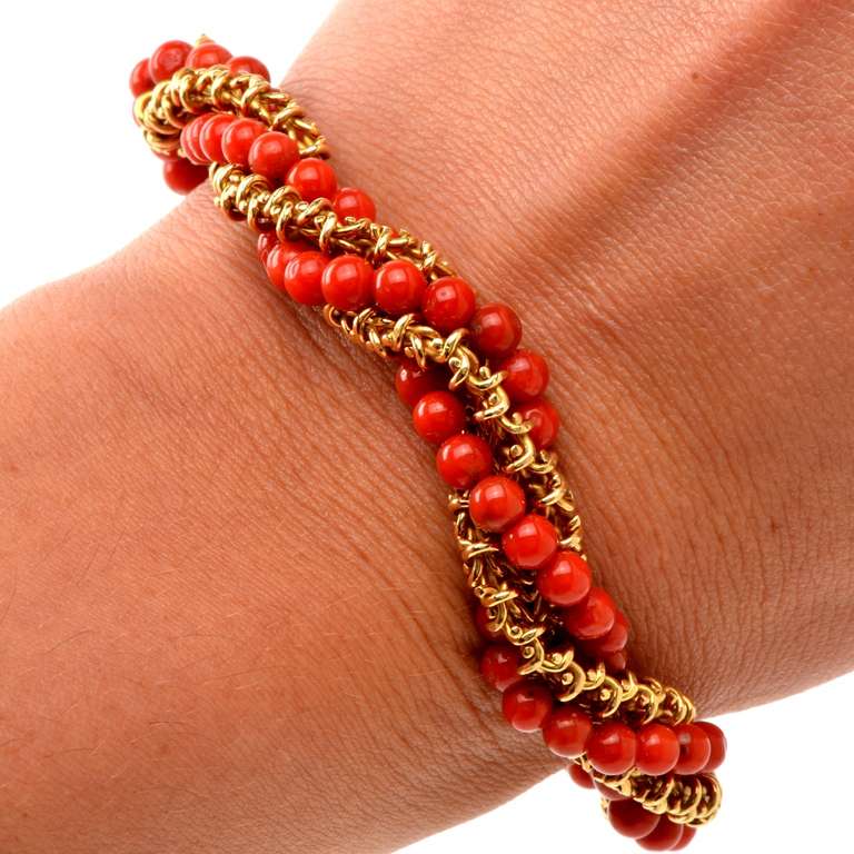 Red Coral Gold Bracelet 1