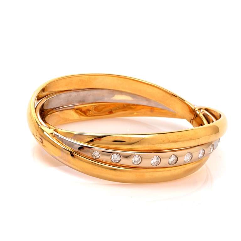 Women's Diamond Bi-Tone Gold Bangle Bracelet