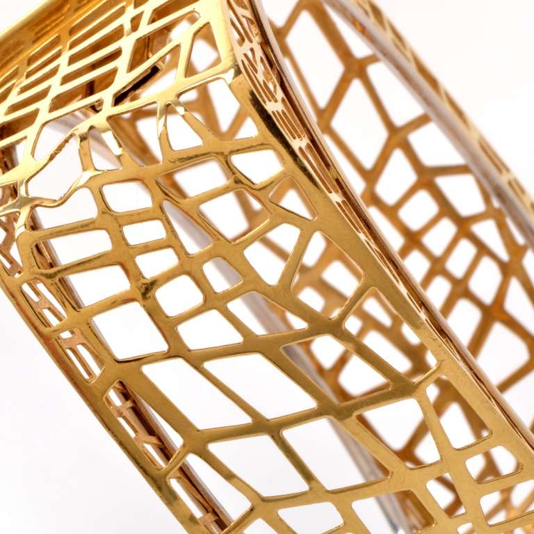 Gold Wide Bangle Bracelet 1