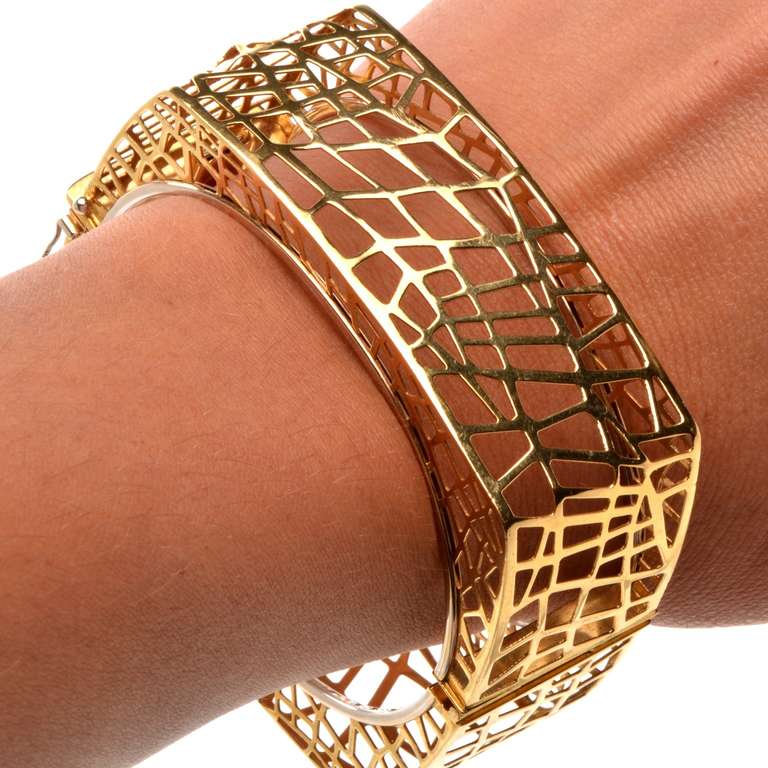 Gold Wide Bangle Bracelet 3