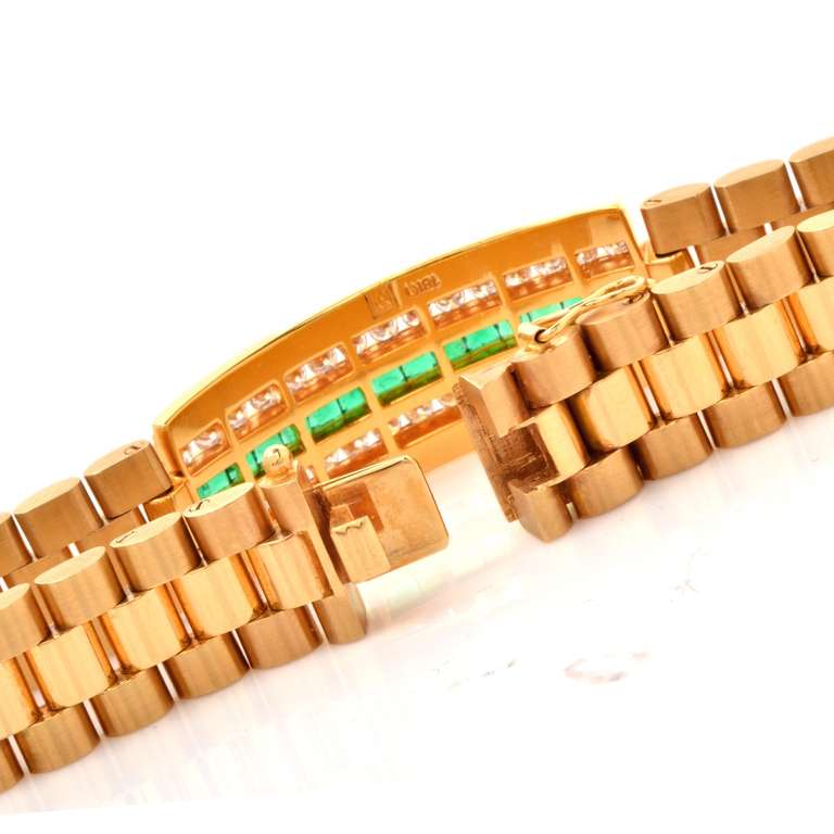 Emerald Diamond Gold Link Men's Bracelet at 1stDibs | mens emerald