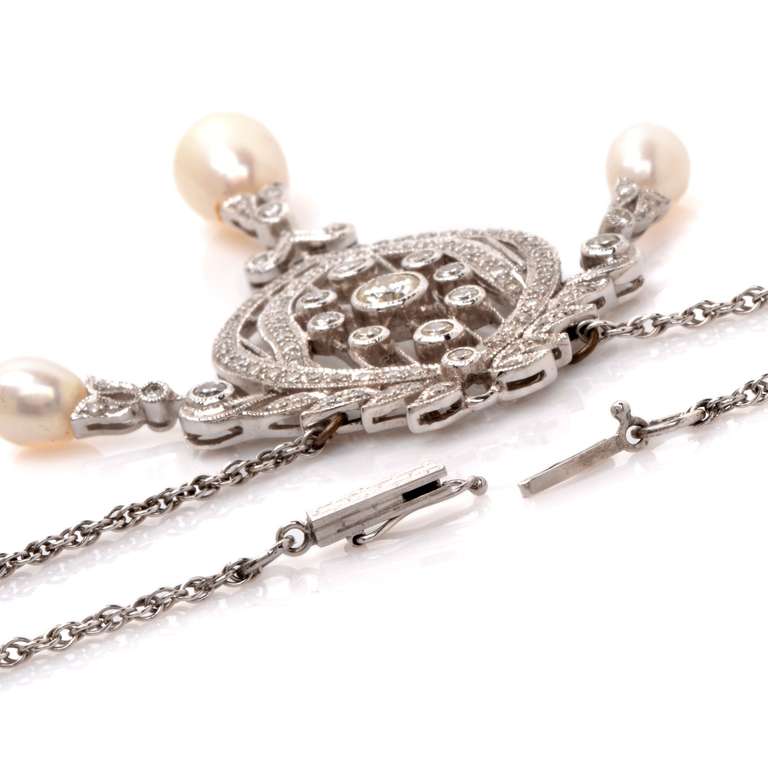 Diamond Pearl Gold Pendant Necklace 2