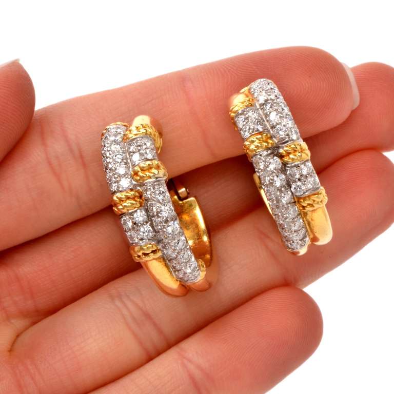 Women's Diamond Gold Hoop Earrings