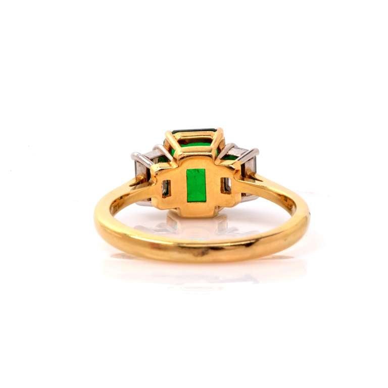 Women's GIA Colombian Emerald Diamond Gold Engagement Ring