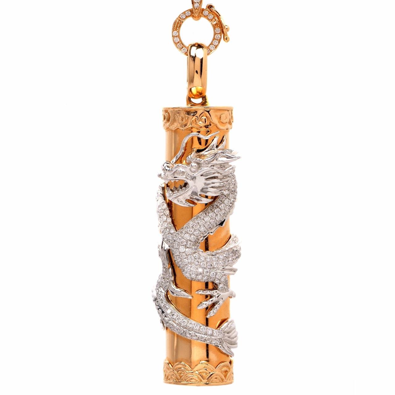 Diamond Gold Dragon Pendant Necklace 3