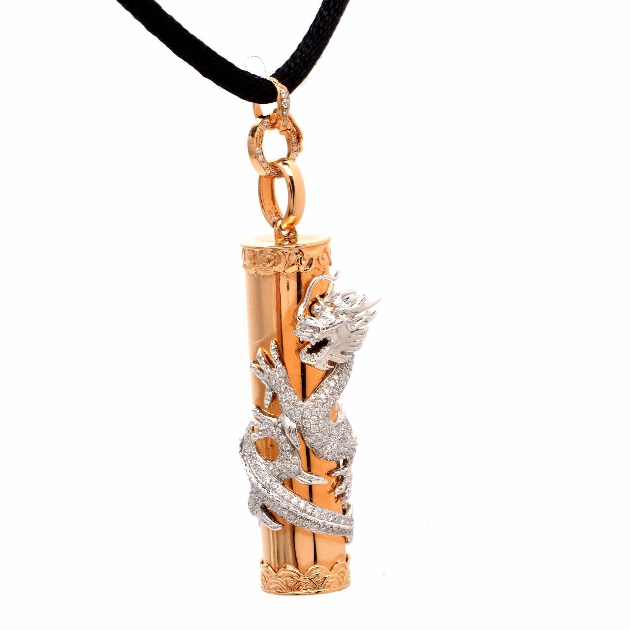 Diamond Gold Dragon Pendant Necklace 4