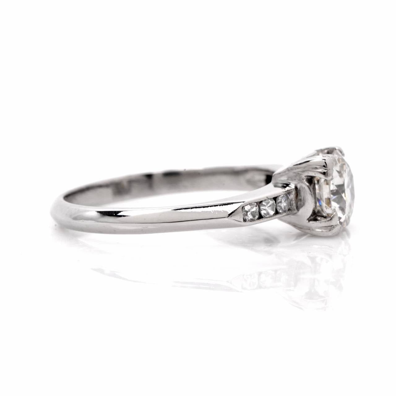 Art Deco 1.02 Carat Diamond Platinum Engagement Ring