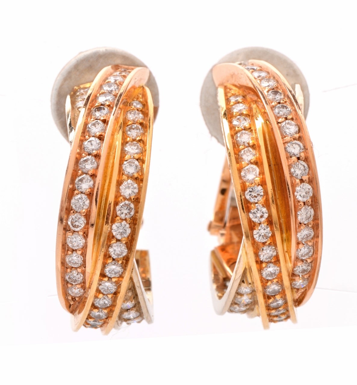 Women's Cartier Trinity de Cartier Diamond Gold Hoop Earrings