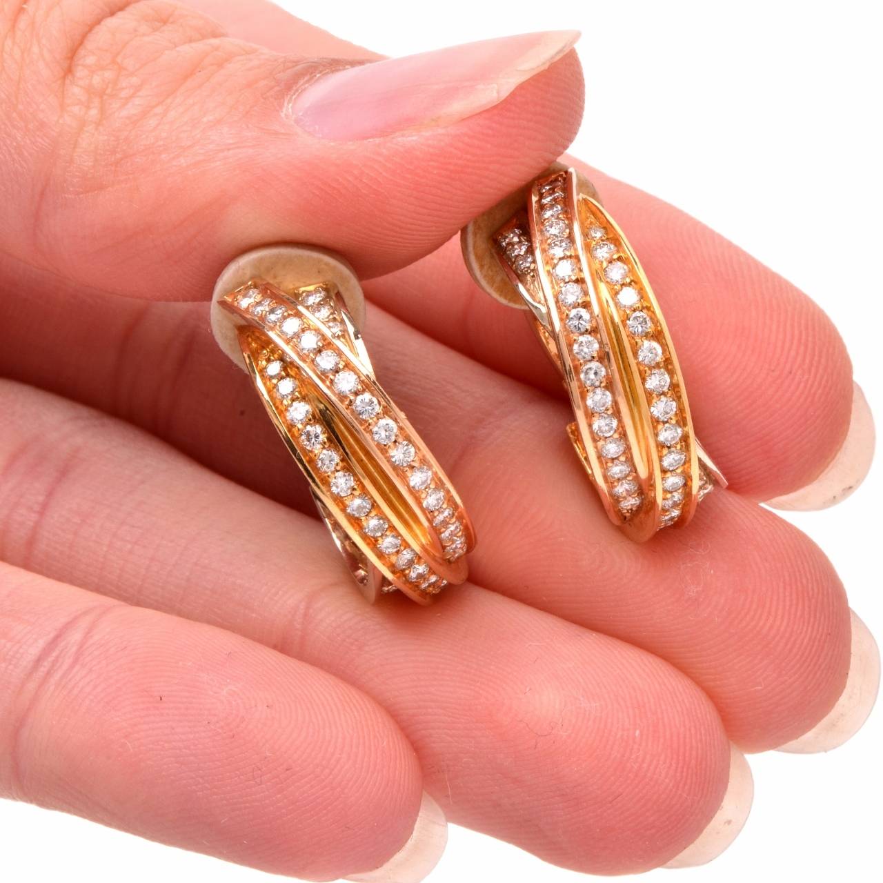 Cartier Trinity de Cartier Diamond Gold Hoop Earrings 2