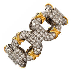 Stunning Wide Diamond Gold Platinum Bracelet