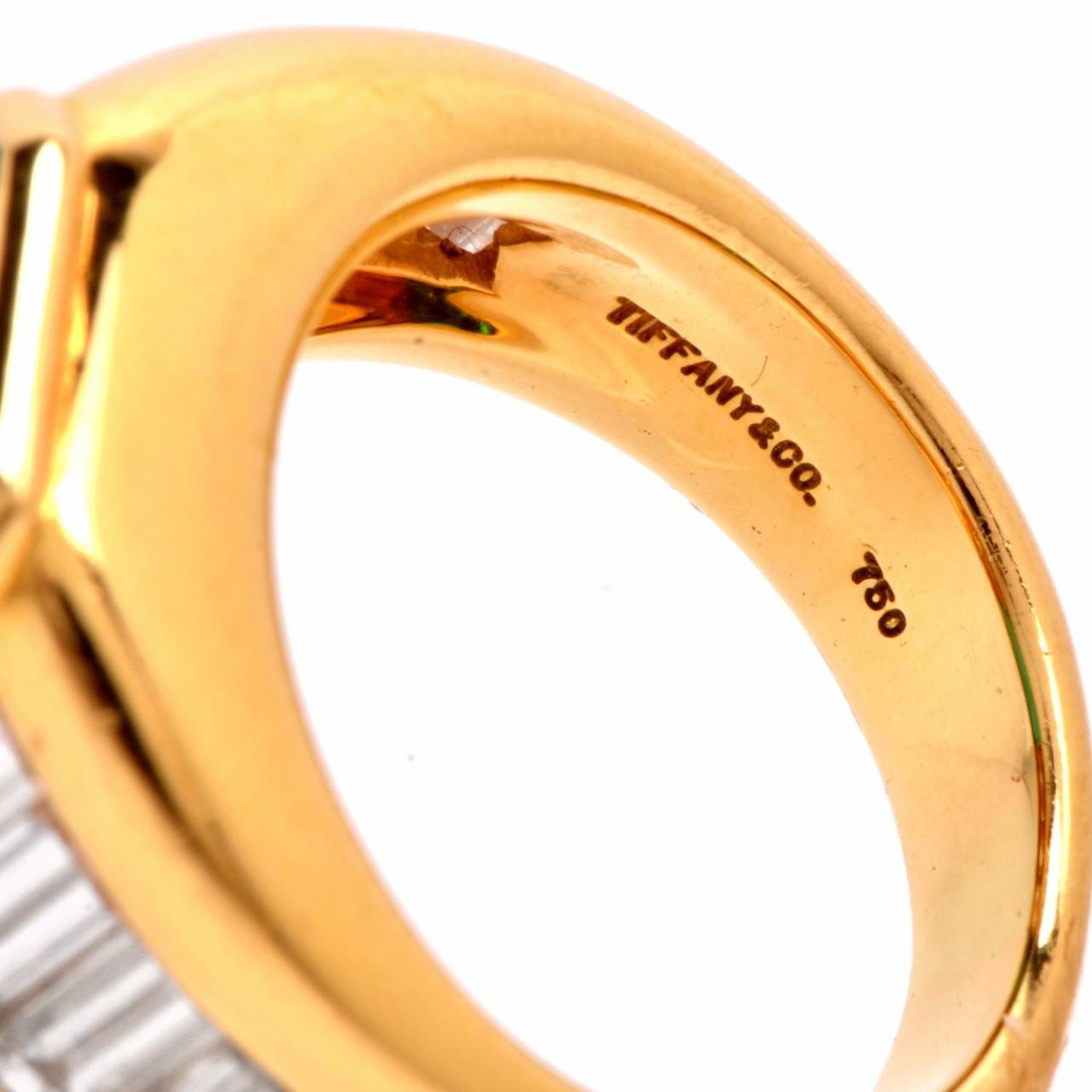 Women's Tiffany & Co. GIA Certified Emerald Baguette Diamond Gold Ring