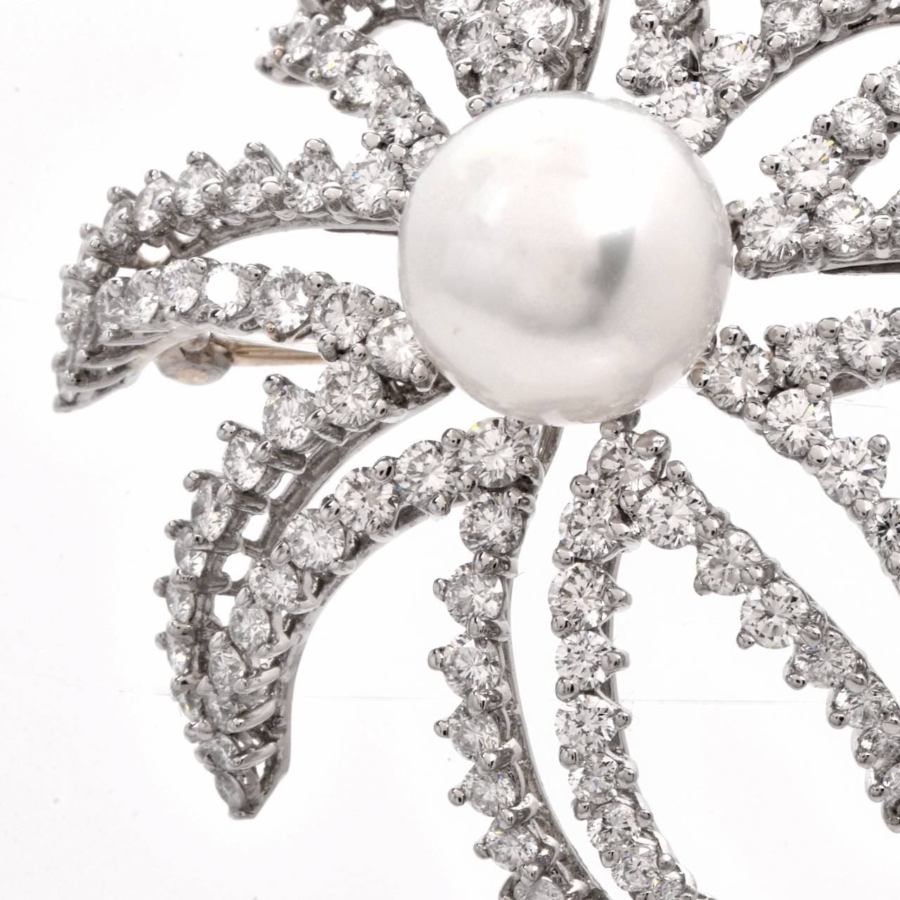 Tiffany & Co Diamond Platinum South Sea Pearl Firework Brooch 2