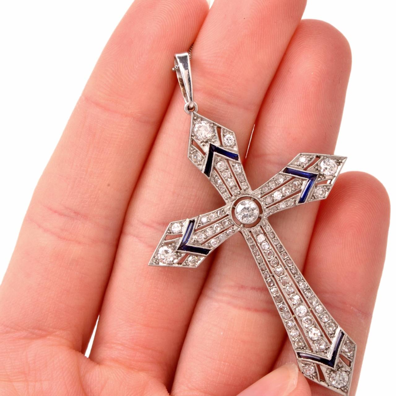 antique diamond cross necklace