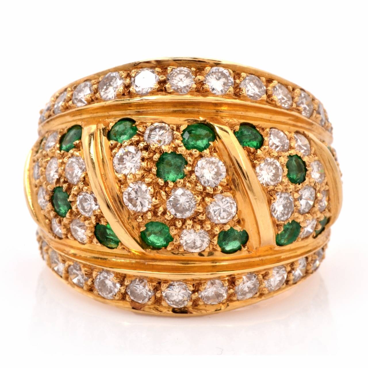Emerald Diamond Gold Cocktail Ring 1