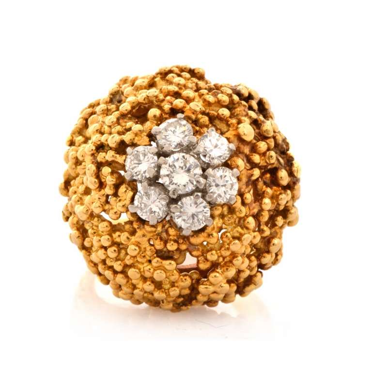 Diamond Nugget Gold Cocktail Ring