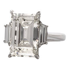 Vintage 8.04 Carat Emerald Cut Diamond Platinum Engagement Ring