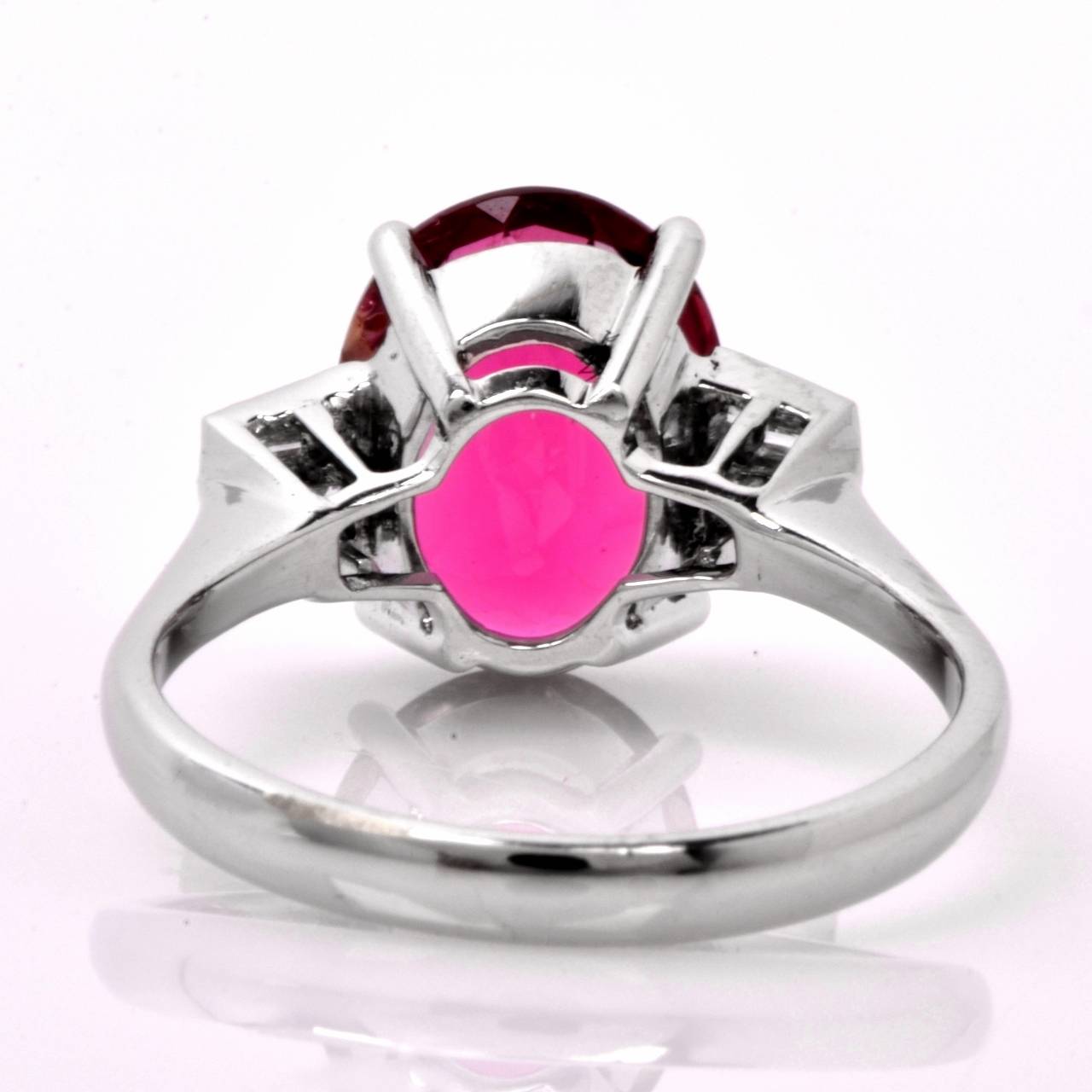 Women's Pink Tourmaline Diamond Gold Three Stone Engagement Ring
