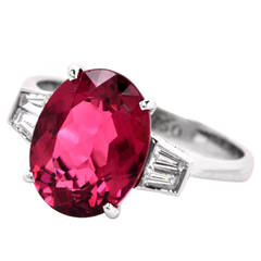 Pink Tourmaline Diamond Gold Three Stone Engagement Ring