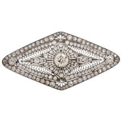 Art Deco Diamond Platinum Filigree Brooch Pin
