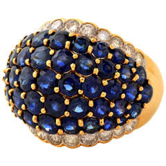 Vintage Sapphire Diamond Gold Cocktail Ring