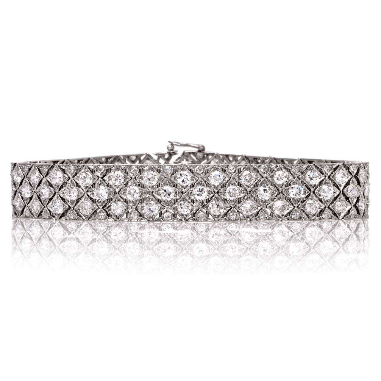 Art Deco 11 Carats Diamonds Platinum Bracelet 1