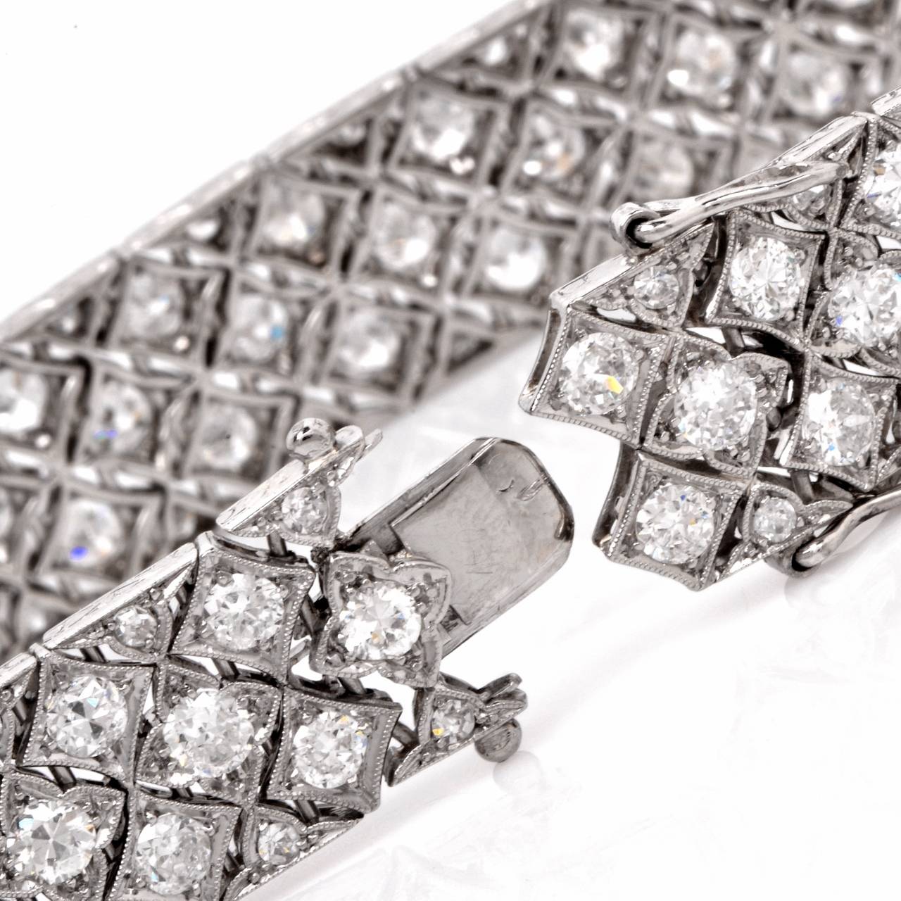 Art Deco 11 Carats Diamonds Platinum Bracelet 2