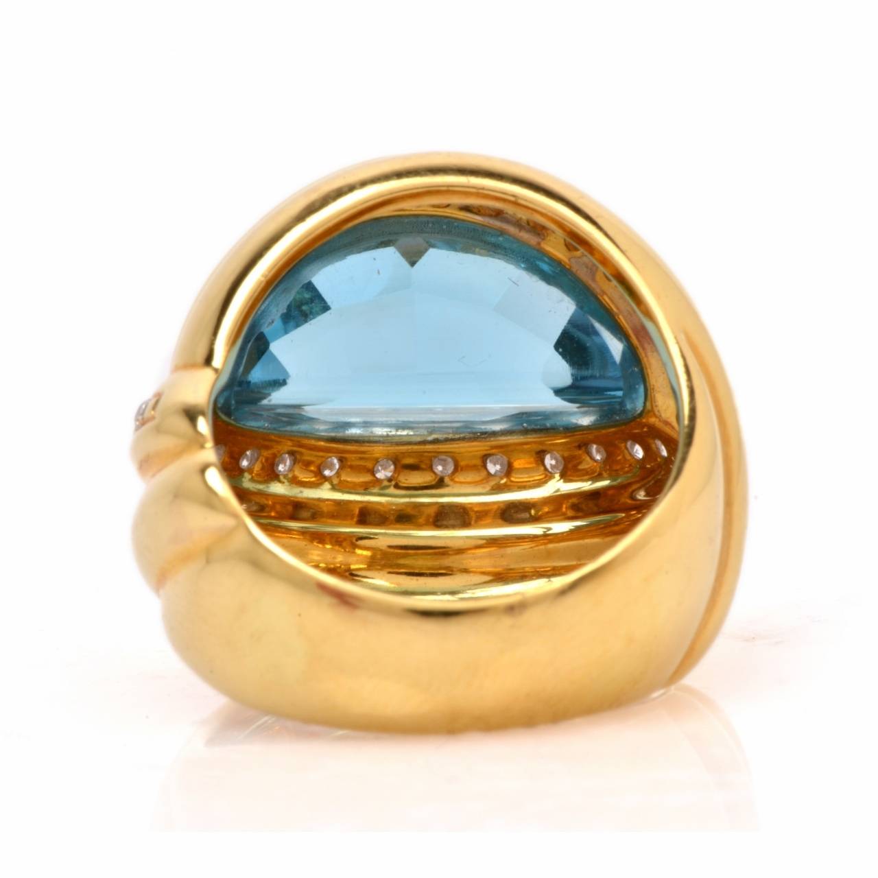 Women's Italian Topaz Diamond Gold Dome Shaped Cocktail Ring
